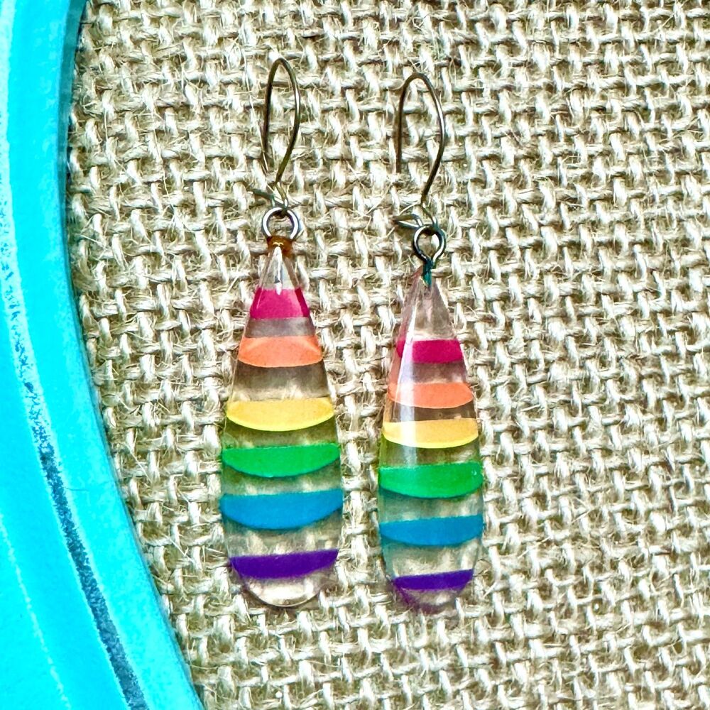 5/$25 Rainbow Stripe Illusion Earrings